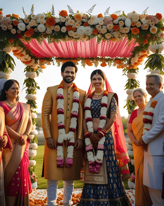 Traditional Maratha Bride and Groom during wedding ceremony